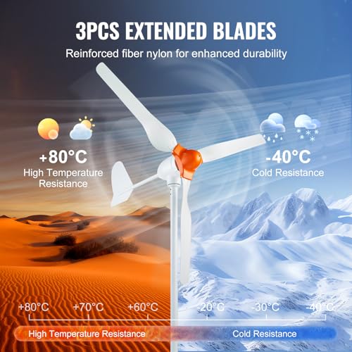 VEVOR 800W Wind Turbine Generator, 12V Wind-Turbine Kit, 3-Blade Power Generator with MPPT Controller & 2.5m/s Startup Speed, Suitable for Home, Farm, RVs, Boats (Tower Pole Not Included) - style: 12V 800W 3-Blade