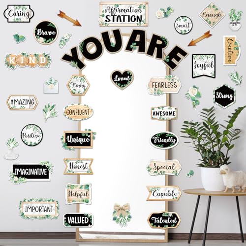 45pcs Eucalyptus Affirmation Station Bulletin Board Class Decor - style: Eucalyptus