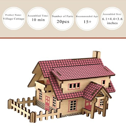 Log Cabin 3D Wooden House Puzzle,DIY Mini Building Model Kit，016 - color: 016