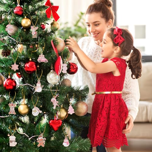 SANNIX 110Pcs/55 Pairs Pink Christmas Charm for Jewelry Making Bulk, Cute - style: Pink Christmas Charms