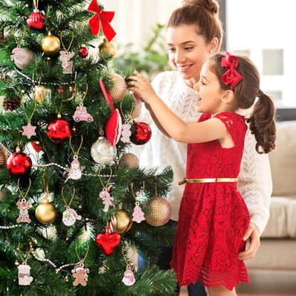 SANNIX 110Pcs/55 Pairs Pink Christmas Charm for Jewelry Making Bulk, Cute - style: Pink Christmas Charms
