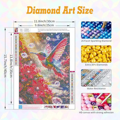 Hummingbird Diamond Art Kits for Adults Beginners 12x16 in, DIY Craft Gift - color: DP-US02