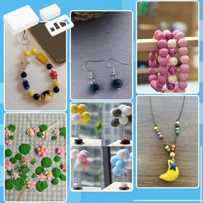 PH PandaHall Set of 2 Polymer Clay Beads Making Tool - 10mm 12mm 15mm Polymer Clay Bead Roller Maker and Bead Hole Maker Drilling Tool White Plastic Mold for Round Shape Beads Making DIY Craft - size: 10/12/15mm