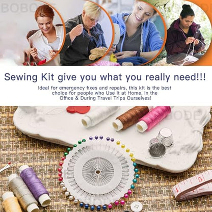Bobode Sewing Sets & Kits Travel Sewing Kit for Adults - color: 87PCS-Flower White