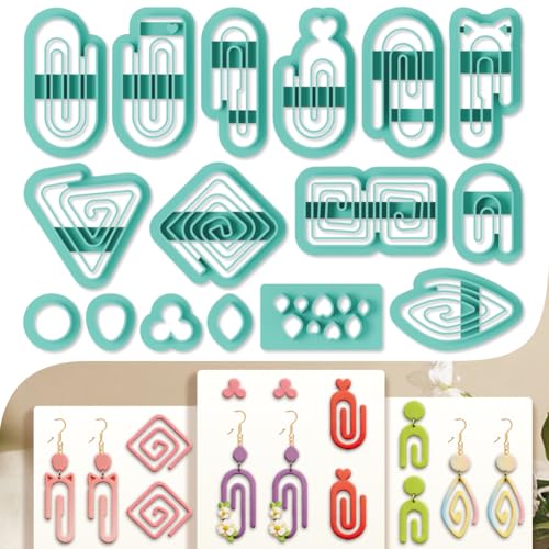 16Pcs Paperclip Polymer Clay Cutters Maze Clay Earrings Cutters Polymer Jewelry Cutter for Earrings Making Party Festival DIY Supplies - color: Paperclip