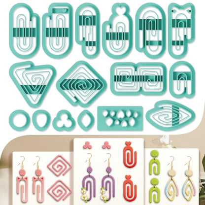 16Pcs Paperclip Polymer Clay Cutters Maze Clay Earrings Cutters Polymer Jewelry Cutter for Earrings Making Party Festival DIY Supplies - color: Paperclip