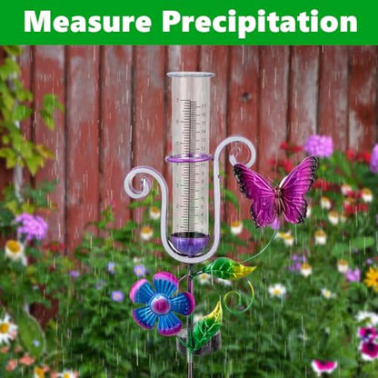 Stargarden Rain Gauge Outdoor, Solar Powered Rain Gauge - color: Butterfly