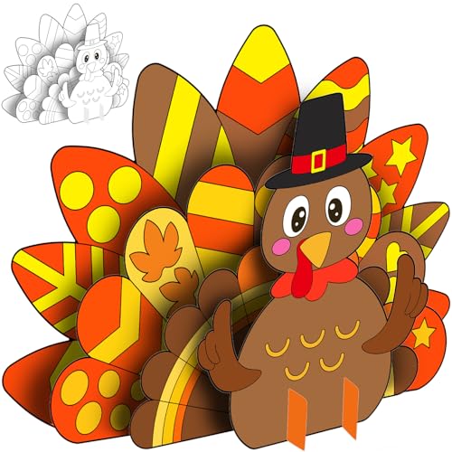 Fancy Land Thanksgiving Crafts for Kids DIY Turkey Puzzle Crafts 10 Sets