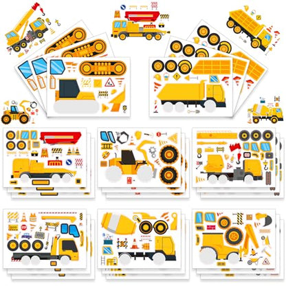 24 Sheets Make Your Own Construction Construction Vehicle Stickers for Kids, Party Favors, Birthday Gifts, Classroom Rewards, Crafts for Boys - color: Truck