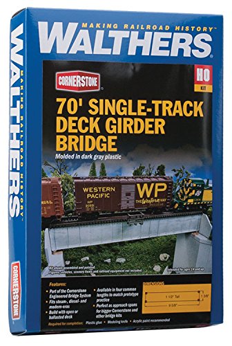 Walthers Cornerstone 70' Single Track Railroad Deck Girder Bridge - Kit Train Collectable Train - style: 70' Single-Track Railroad Deck Girder Bridge