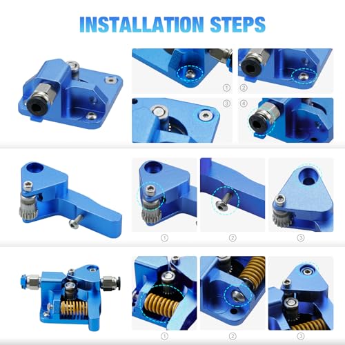 3D Printer Extruder for Ender 3 Dual Gear Filament Bowden Extruder, Aluminum Drive Feeder Upgrade Kit,Compatible with Creality Cr-10s Cr10s Pro Ender-3 Ender 3pro Ender 5 (Dual Gear Extruder)