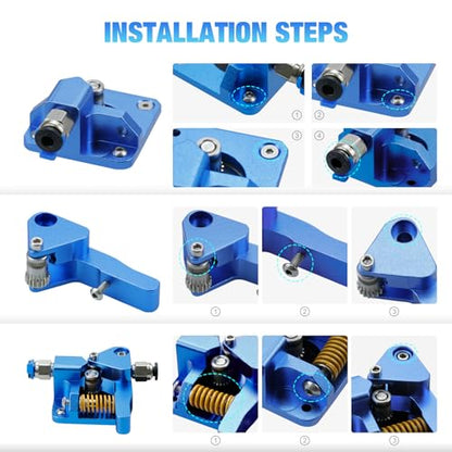 3D Printer Extruder for Ender 3 Dual Gear Filament Bowden Extruder, Aluminum Drive Feeder Upgrade Kit,Compatible with Creality Cr-10s Cr10s Pro Ender-3 Ender 3pro Ender 5 (Dual Gear Extruder)