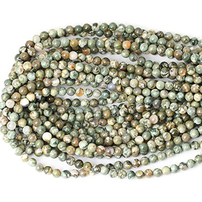 60PCS 6mm Natural Aust Rhyolite Stone Gemstone Round Loose Beads for Jewelry Making 1 Strand 15" - color: Aust Rhyolite A, size: 6mm