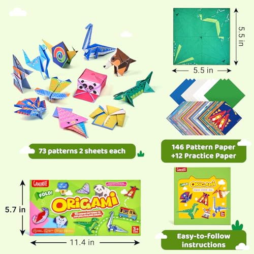 GAMENOTE Origami Kit for Kids Ages 8-12, 72 Adventure Projects, 180 Sheets