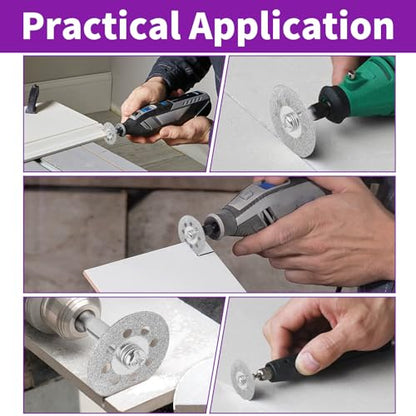 60 Grit Diamond Grinding Bit Set for Dremel, Rotary Tool Grinding Cutting Wheel 1/8” Shank for Stone Glass Tile Jewelry Engraving Rock Etching Carving Metal Wood - 32Pcs - style: Style 4
