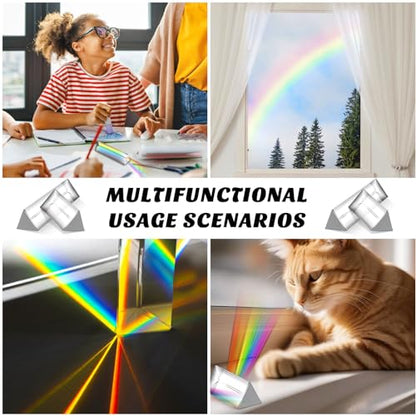 Kanayu 12 Pcs Clear Triangular Prism Optical Glass,2.5 Inch, 4 Inch - size: 2.5 Inch, 4 Inch