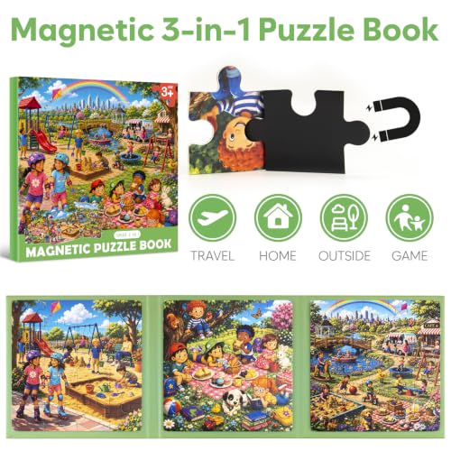 Biarek Playground Magnetic Puzzles for Kids 3-5, 75-Piece Travel Set - color: Playground - 75 Pieces