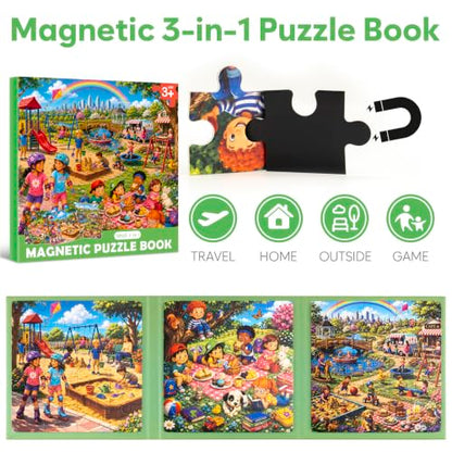 Biarek Playground Magnetic Puzzles for Kids 3-5, 75-Piece Travel Set - color: Playground - 75 Pieces