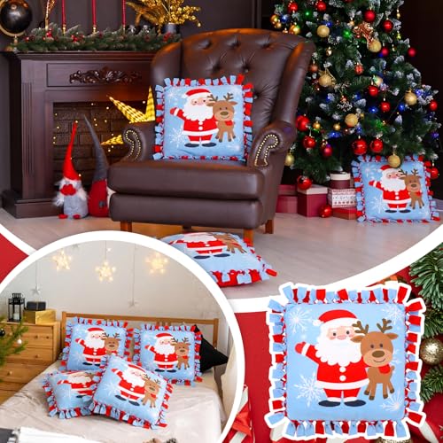 Chunful 6 Sets Christmas Tied Pillow Craft Kit Santa Claus Reindeer Decor - style: Christmas Reindeer