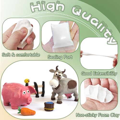 50 Pack White Air Dry Foam Clay,17.6oz Super Light Modeling Foam Clay,White Soft Modeling Clay for Birthday Gift,Arts & Crafts,Family & Classroom Rewards - color: White - 50 Pack
