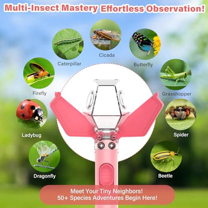 Bug Catcher for Kids with 6X Magnifier, STEM Educational Exploration Toys - color: Pink