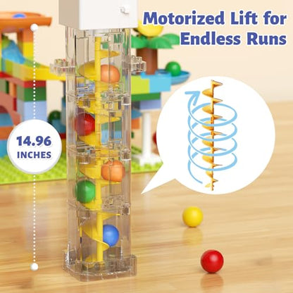 burgkidz Marble Run Building Blocks: 90-PCS Motorized Elevator - size: Marble Run Building Blocks: 90 PCS