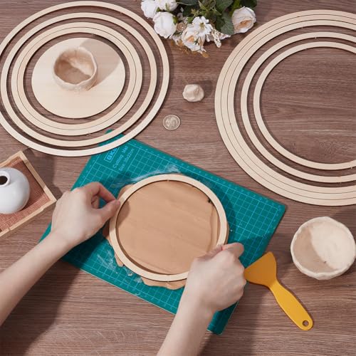 UNICRAFTALE About 11Pcs Ceramics Plate Forming Molds Flat Round Pottery Tools Wooden Concentric Geometric Figure Rail Set Clay Molds Dish Slump Mold for DIY Blank Modeling 25-35cm Diameter - size: 25-35cm Diameter