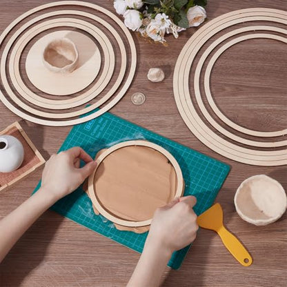 UNICRAFTALE About 11Pcs Ceramics Plate Forming Molds Flat Round Pottery Tools Wooden Concentric Geometric Figure Rail Set Clay Molds Dish Slump Mold for DIY Blank Modeling 25-35cm Diameter - size: 25-35cm Diameter