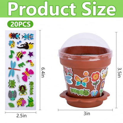 25 Packs Cupcake Plant Nursery Pots with Humidity Dome, Small Plastic Flower Plant Pots with 20 Sheet Stickers, Seeds Starter Pot Flower Planting Container for Seedlings Succulent Display (Wine Red) - color: 25 Packs With 20 Sheet Stickers
