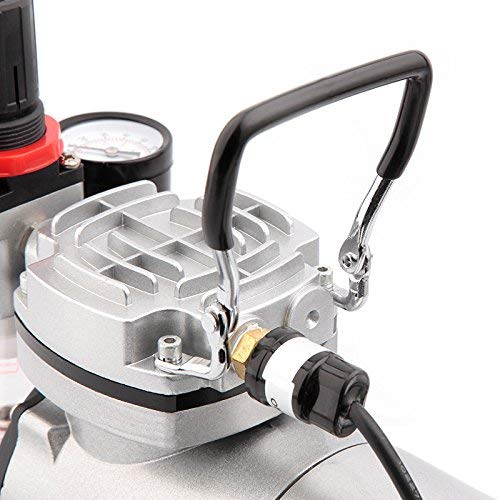 Timbertech Airbrush Kit With Compressor AS18-2K Basic Start Kit With Air Hose, Cleaning Brushes, and Test Paints for Hobby, Body Tattoo, Model painting, Automotive Graphic, Make-up