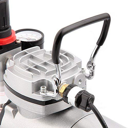Timbertech Airbrush Kit With Compressor AS18-2K Basic Start Kit With Air Hose, Cleaning Brushes, and Test Paints for Hobby, Body Tattoo, Model painting, Automotive Graphic, Make-up