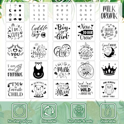Panitay 100 Pcs White Baby Bodysuits Bibs Kit 25 Guests, Safari Animal - style: Safari Animal
