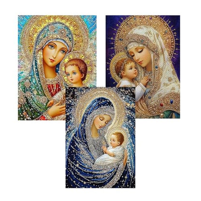3 Pack Virgin Mary Diamond Art kits for Adults Beginners 12x 16 Inch - color: KM09+KM10+KM11-1