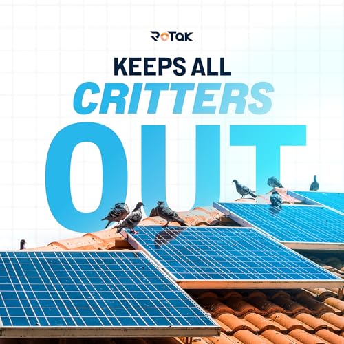 Rotak Critter Guard, 6"x100' Solar Panel Bird Prevention Roll Kit+100 Clips - size: 6" x 100' with 100 fastener clips