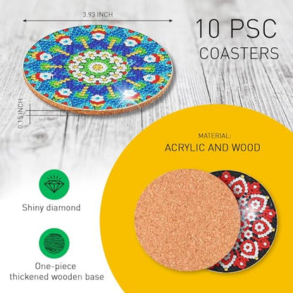 6 pcs Diamond Painting Coasters | Diamond Art Coasters | Mandala Diamond Art Painting | Perfect Art Craft Gift for Mandala Lover, Dad, Mom, Grandparents, Brother, Sister. - color: Mandala