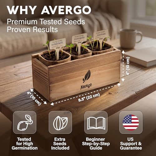 AVERGO Sunflower, Marigold & Zinnia Flower Seeds Growing Kit