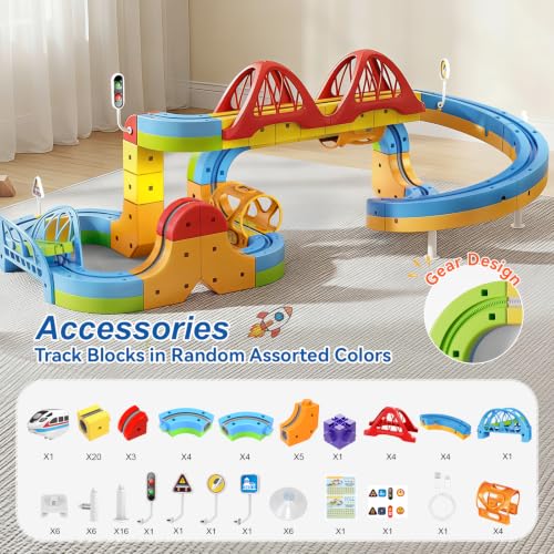 Electric Train Set, 3D Cube Track-DIY Rail Cube Block Kit - size: 92pcs+1 Car
