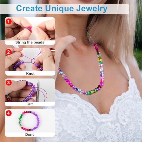 XSEINO About 1200pcs 6mm Crack Glass Beads Red Series Bracelet Making Kit - color: Blush Pink