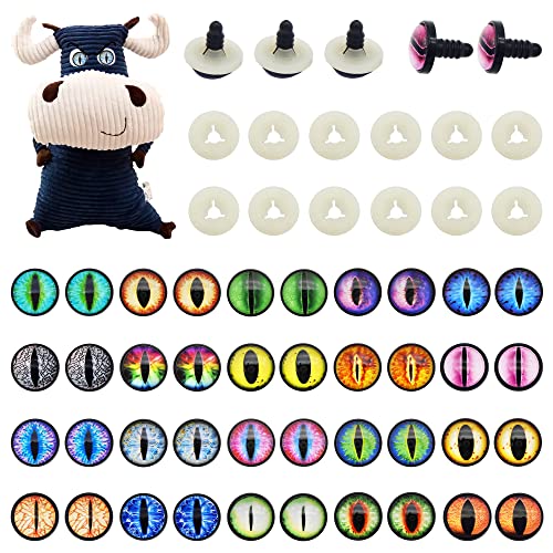 Julie Wang 10MM 20Pairs Dragon Safety Eye for Animal Crafts Making with Washer Slit Pupil Cat Snake Eyes Amigurumi Crochet Projects DIY 0.39inches - size: 10mm