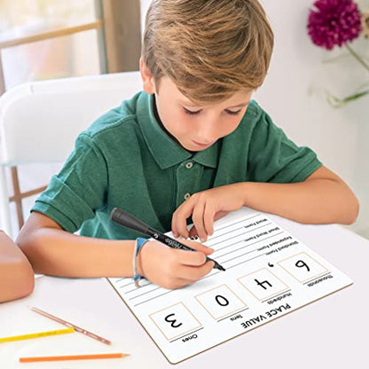 SCRIBBLEDO Place Value Board 9" x 12" Double Sided Dry Erase Boards for Kids for Teaching Place Values from Billions to Decimal Numbers Math Manipulative Lapboard for Home School and Classroom - style: 1 Board