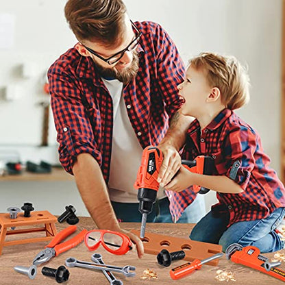 Kids Tool Set 48pcs, Christmas Birthday Gifts for Boys Girls Ages 3 , 4, 5, 6, 7,Toddler Tool Set with Portable Tool Box & Electronic Toy Drill, Construction Toys Tools for Toddlers - style: A-Kids Tool Set