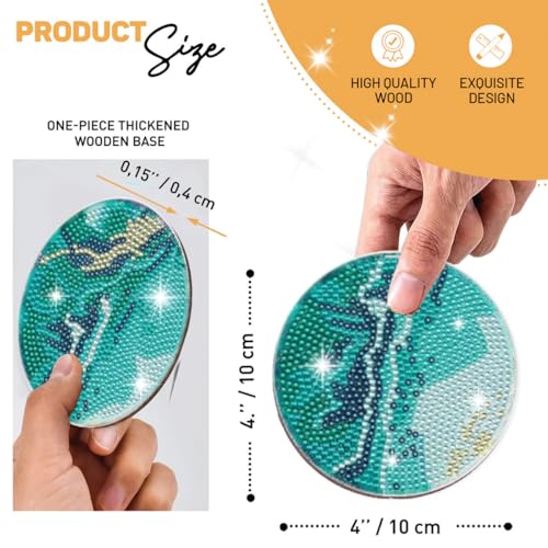 8 Pcs Marble Ocean Shaped Diamond Painting Kits, Diamond Painting Kits with Holder Marble Ocean, Diamond Art Coasters for Beginners Adults - Perfect Art Craft Supplies Gift!… - color: Marble Ocean