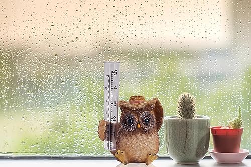 Rain Gauge with Owl Figurine Rain Collector Decorative Outdoor Owl Statue Decor Garden Statue, Weather Rainfall Gauge Analysis for Garden, Deck, Patio & Lawn