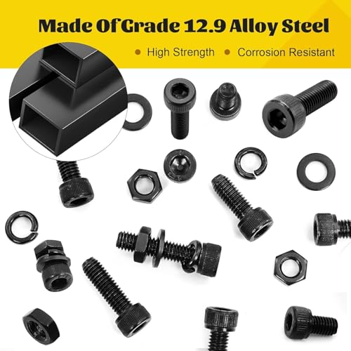 1198pcs M2 Hex Socket Head Screws Assortment Kit,M2x4/6/8/10/12/16 mm - size: M2 1200pcs