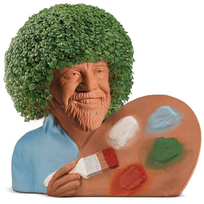Chia Pet Bob Ross with Palette Terracotta Planter with Seed Pack - style: Bob Ross with Palette