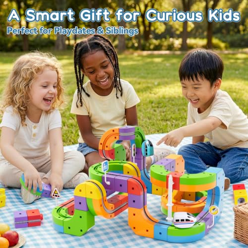 SOCBTNSO 88 PCS KlickRail 3D Modular Electric Train Set for Kid 3-8 - size: 88PCS