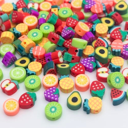 ZSFLZS Mixed Fruit Charm Beads Bracelet Making Kit, 200PCS Polymer Bead Fruit Charms, Mixed Beads Polymer Clay Charms for Jewelry Making DIY Bracelet, Necklace, Earring Making - color: fruit
