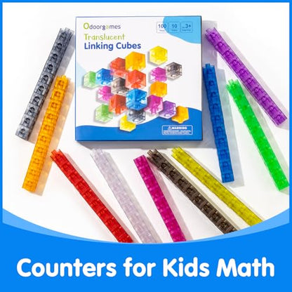 100 Pcs Translucent Linking Cubes – Light Table Manipulatives - color: Translucent Linking Cubes
