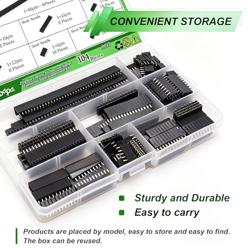 104PCS 2.54mm Male and Female Pin Header Connector Assortment Kit - size: 104pcs-Female Pin Header Connector