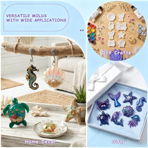 8Pcs Ocean Epoxy Resin Silicone Molds for Casting Keychain Pendant - color: Ocean Animal Resin Mold